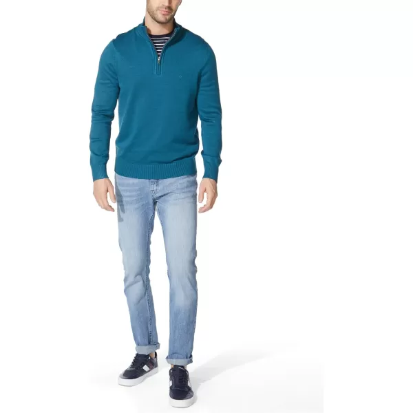 Nautica Mens QuarterZip SweaterBlue Coral