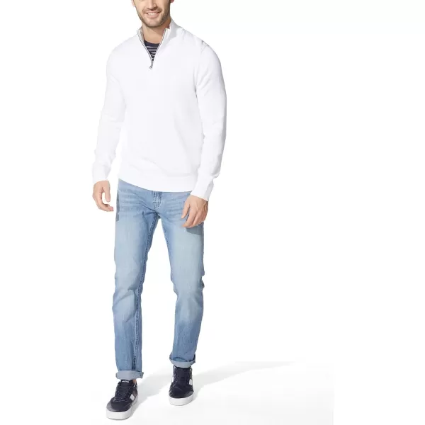 Nautica Mens QuarterZip SweaterBright White