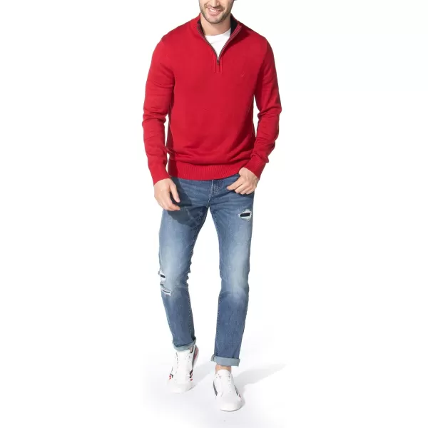 Nautica Mens QuarterZip SweaterNautica Red