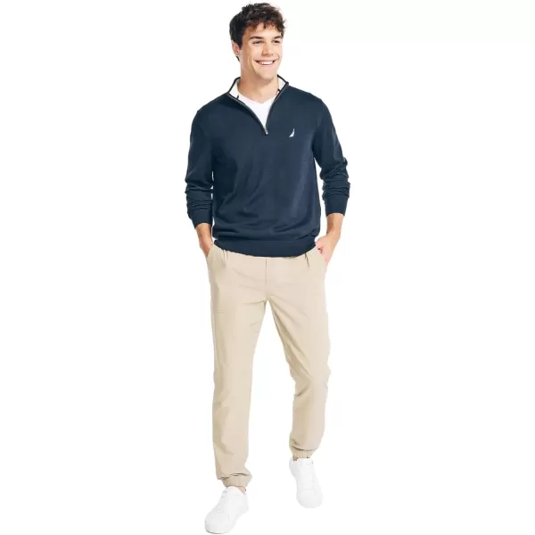 Nautica Mens QuarterZip SweaterNavtech Collection FallWinter 2024 Navy Seas