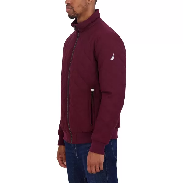 Nautica Mens Quilted Bomber JacketBold Burgundy