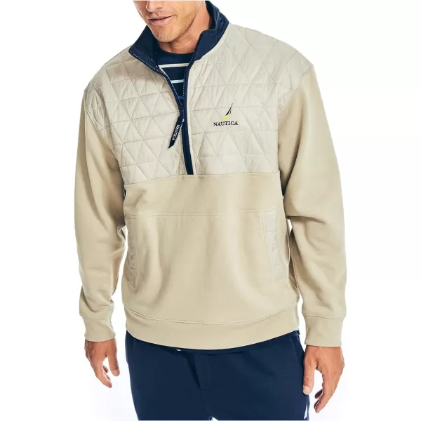 Nautica Mens Quilted Mixed Media QuarterZip PulloverFlagstone