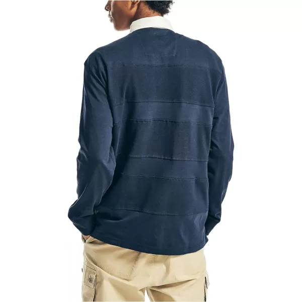 Nautica Mens Relaxed Fit LongSleeve Rugby PoloNavy