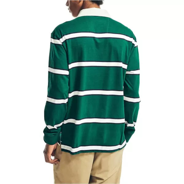 Nautica Mens Relaxed Fit LongSleeve Rugby PoloTidal Green