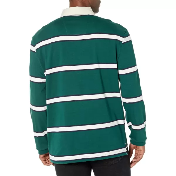 Nautica Mens Relaxed Fit LongSleeve Rugby PoloTidal Green