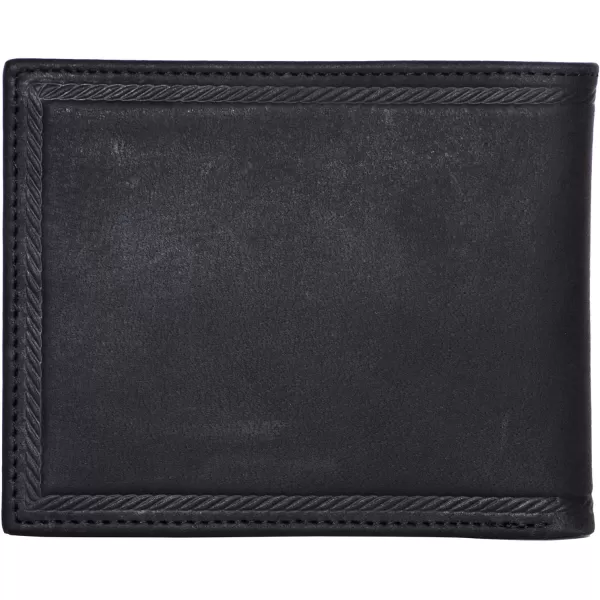 Nautica Mens Sail Embossed Leather Bifold WalletBlack