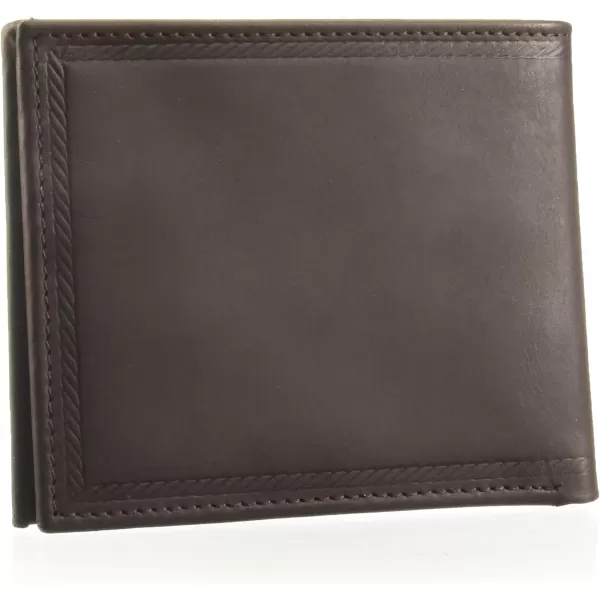 Nautica Mens Sail Embossed Leather Bifold WalletBrown