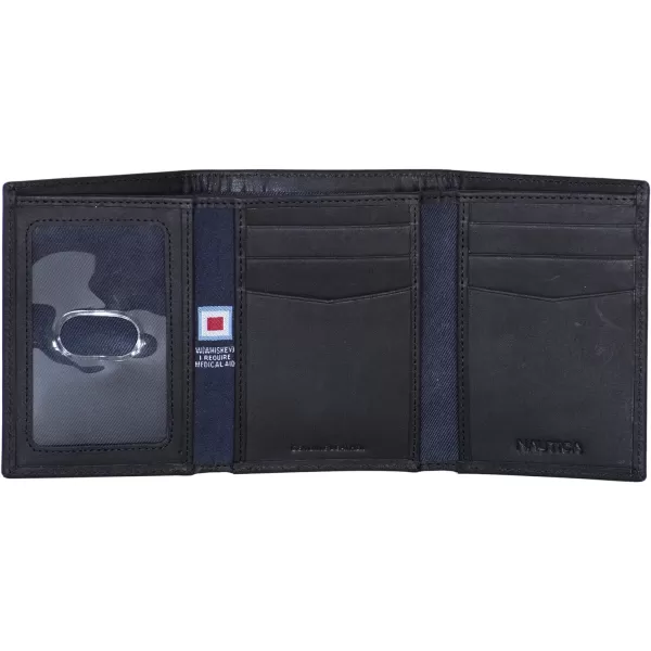 Nautica Mens Sail Embossed Leather Trifold WalletBlack