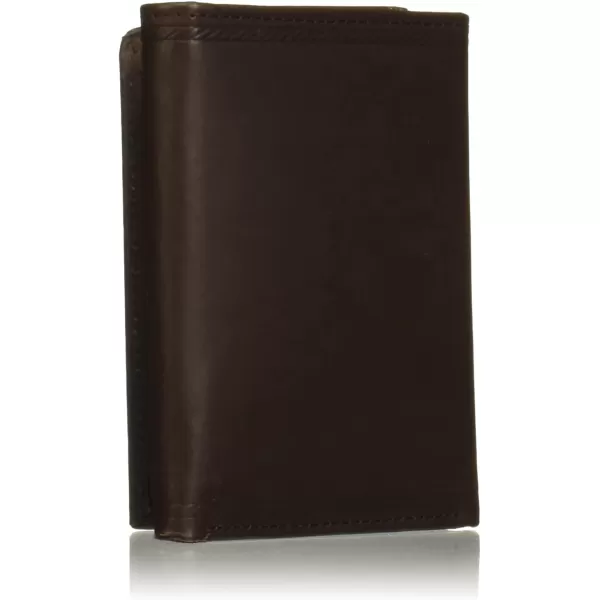 Nautica Mens Sail Embossed Leather Trifold WalletBrown