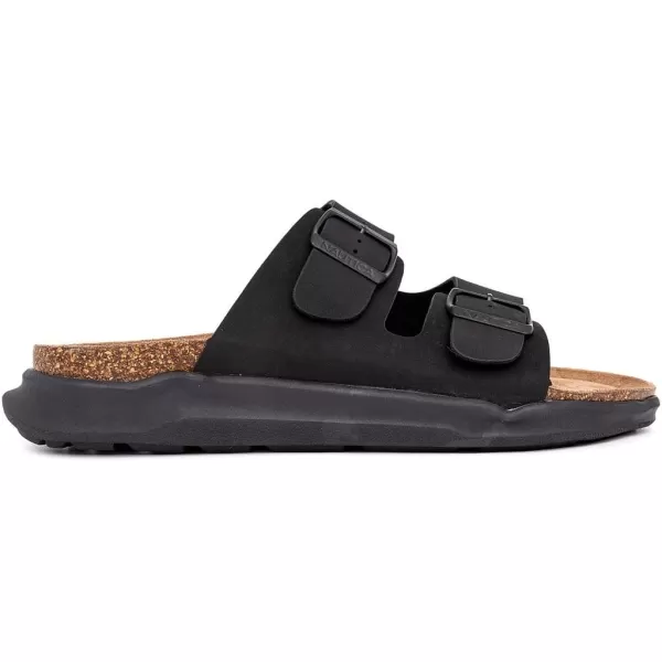 Nautica Mens Sandals  Casual Slides with 2 Adjustable Buckle Straps and Cork Footbed for Ultimate Comfort and StyleBlack Monotriun