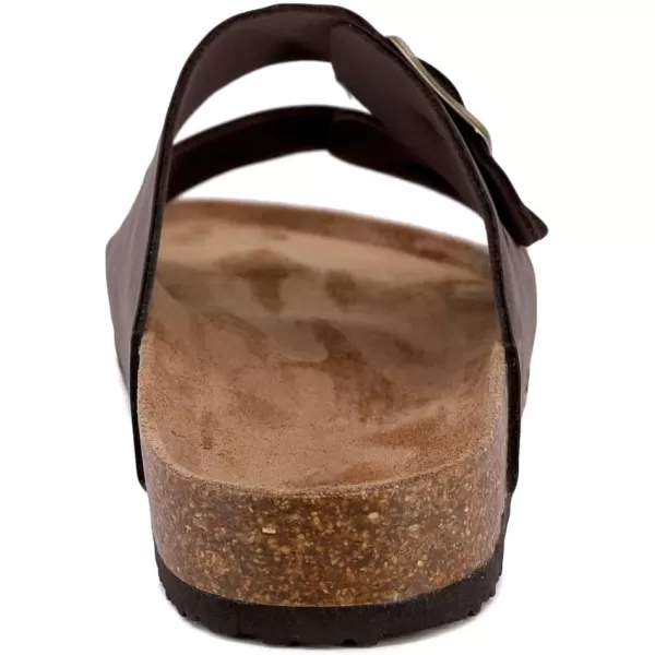 Nautica Mens Sandals  Casual Slides with 2 Adjustable Buckle Straps and Cork Footbed for Ultimate Comfort and StyleBrown Tumbledtriun