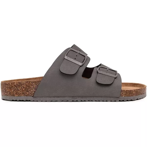 Nautica Mens Sandals  Casual Slides with 2 Adjustable Buckle Straps and Cork Footbed for Ultimate Comfort and StyleGrey Monotriun