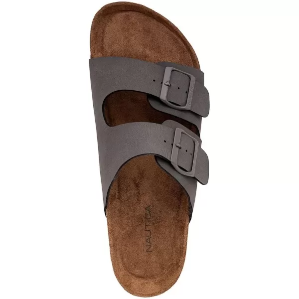 Nautica Mens Sandals  Casual Slides with 2 Adjustable Buckle Straps and Cork Footbed for Ultimate Comfort and StyleGrey Monotriun