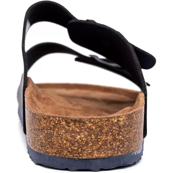 Nautica Mens Sandals  Casual Slides with 2 Adjustable Buckle Straps and Cork Footbed for Ultimate Comfort and StyleNavy Monotriun