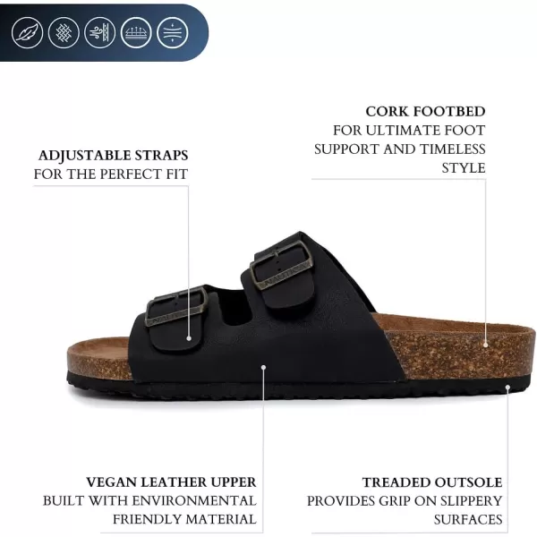 Nautica Mens Sandals  Casual Slides with 2 Adjustable Buckle Straps and Cork Footbed for Ultimate Comfort and StyleNavy Monotriun