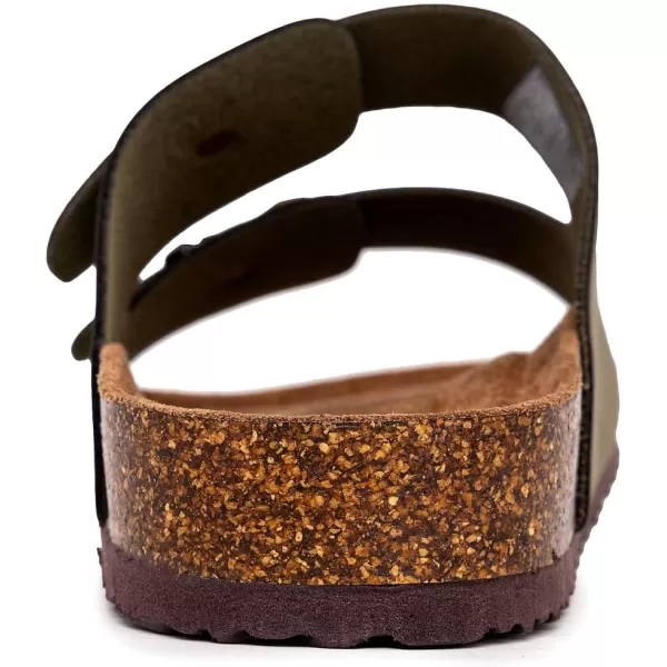 Nautica Mens Sandals  Casual Slides with 2 Adjustable Buckle Straps and Cork Footbed for Ultimate Comfort and StyleOlivetriun