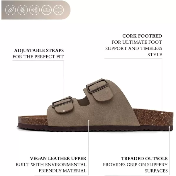 Nautica Mens Sandals  Casual Slides with 2 Adjustable Buckle Straps and Cork Footbed for Ultimate Comfort and StyleOlivetriun