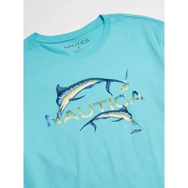 Nautica Mens Short Sleeve 100 Cotton Fish Print Series Graphic Tee ShirtBali Bliss