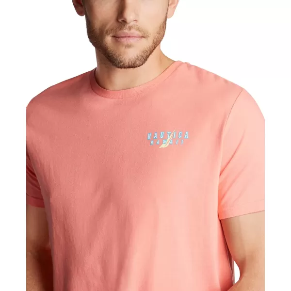 Nautica Mens Short Sleeve 100 Cotton Fish Print Series Graphic Tee ShirtPale Coral