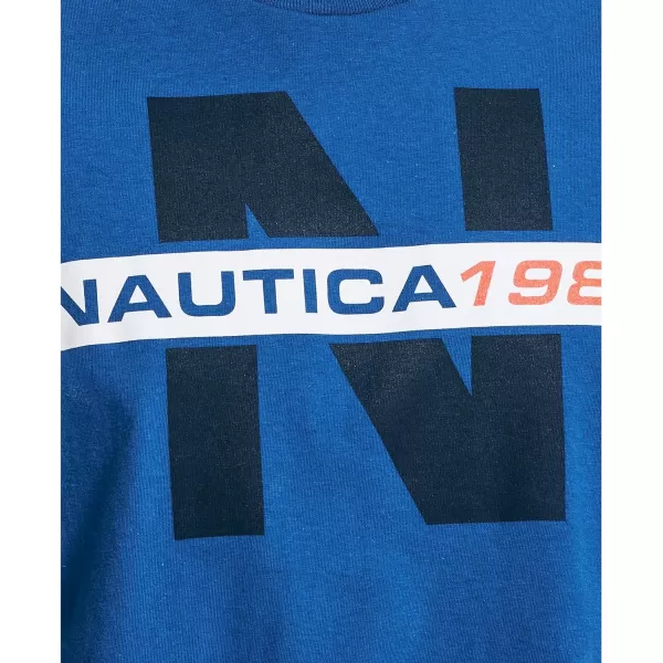 Nautica Mens Short Sleeve 100 Cotton Nautical Series Graphic TeeBright Cobalt