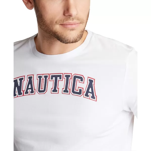 Nautica Mens Short Sleeve 100 Cotton Nautical Series Graphic TeeBright White