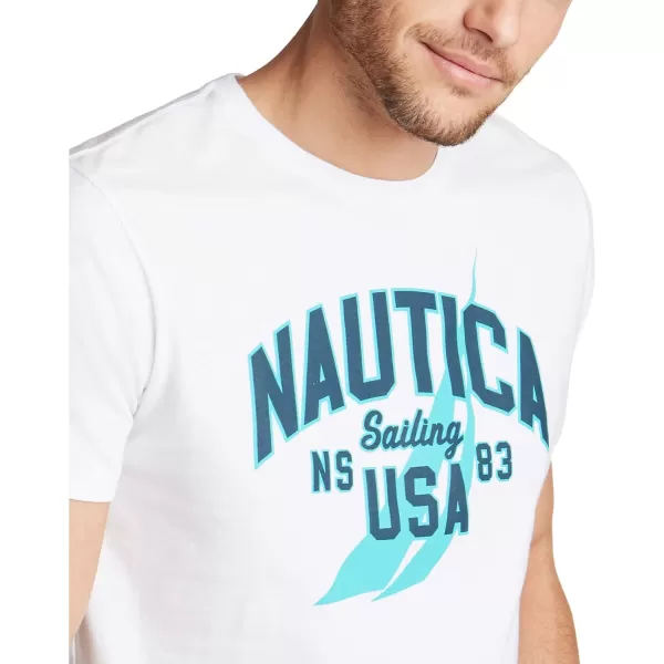 Nautica Mens Short Sleeve 100 Cotton Nautical Series Graphic TeeBright WhiteBl