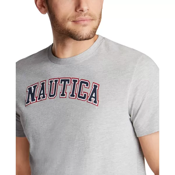 Nautica Mens Short Sleeve 100 Cotton Nautical Series Graphic TeeGrey Heather