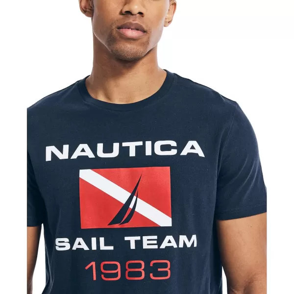 Nautica Mens Short Sleeve 100 Cotton Nautical Series Graphic TeeIndigo