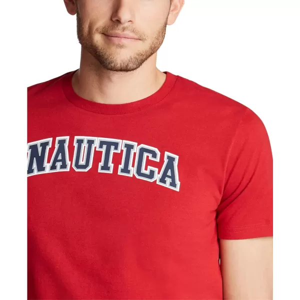 Nautica Mens Short Sleeve 100 Cotton Nautical Series Graphic TeeNautica RedRed