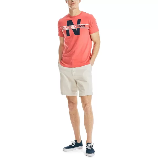 Nautica Mens Short Sleeve 100 Cotton Nautical Series Graphic TeeSailor Red