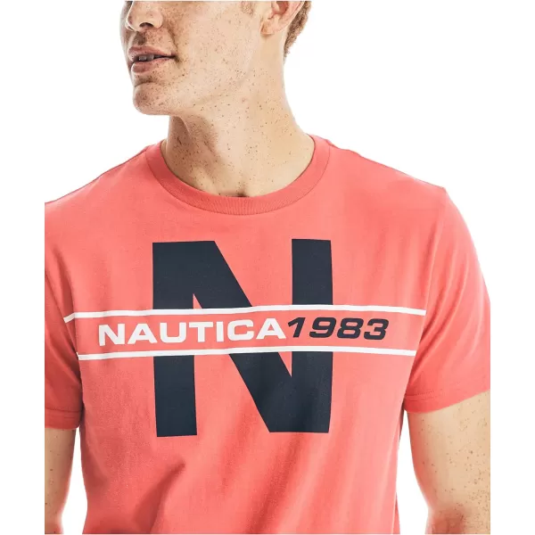 Nautica Mens Short Sleeve 100 Cotton Nautical Series Graphic TeeSailor Red