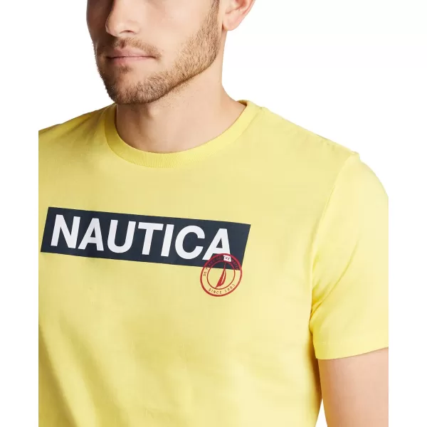 Nautica Mens Short Sleeve 100 Cotton Nautical Series Graphic TeeSunfish Yellow