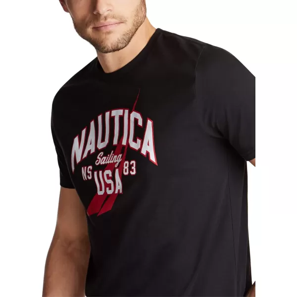 Nautica Mens Short Sleeve 100 Cotton Nautical Series Graphic TeeTrue Black