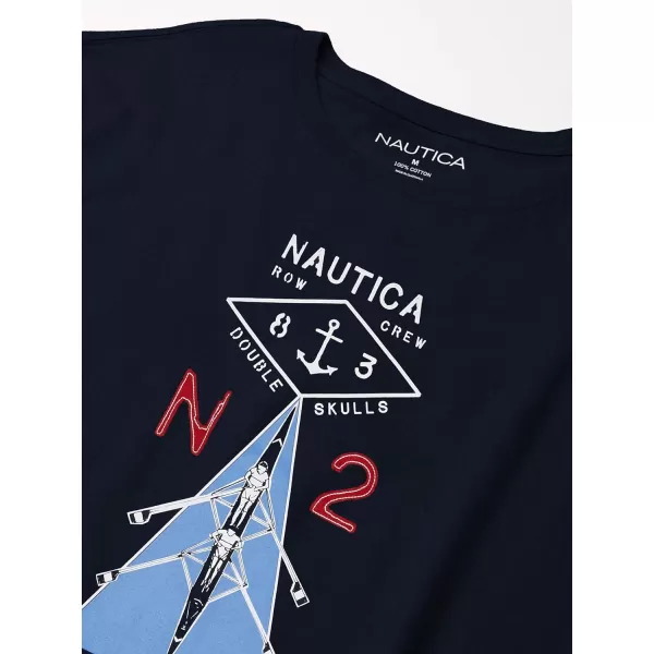 Nautica Mens Short Sleeve 100 Cotton Nautical Series Graphic TeeTrue Navy