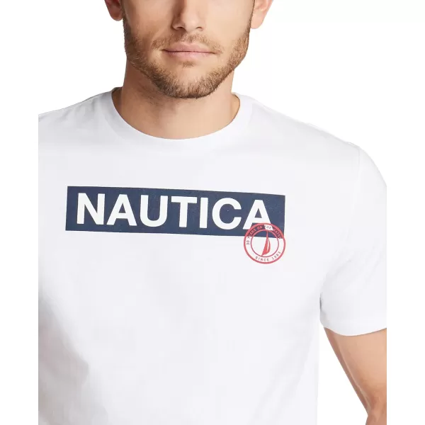 Nautica Mens Short Sleeve 100 Cotton Nautical Series Graphic TeeWhite