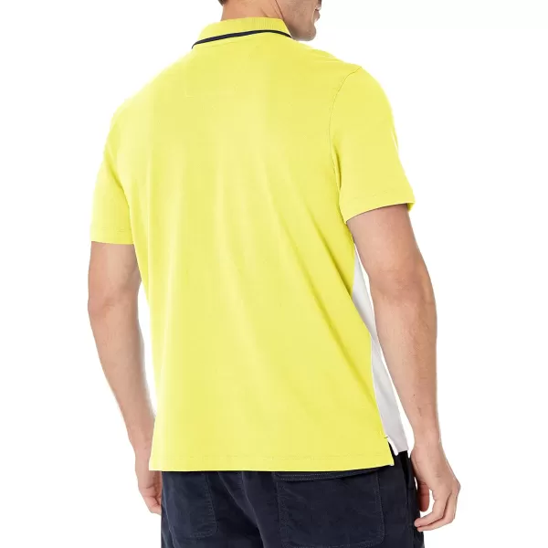 Nautica Mens Short Sleeve 100 Cotton Pique Color Block Polo ShirtBlazing Yellow