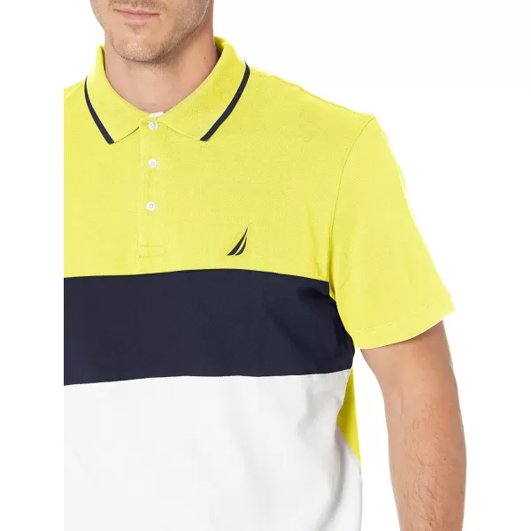 Nautica Mens Short Sleeve 100 Cotton Pique Color Block Polo ShirtBlazing Yellow