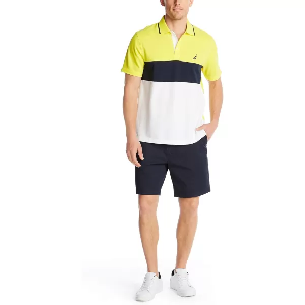 Nautica Mens Short Sleeve 100 Cotton Pique Color Block Polo ShirtBlazing Yellow