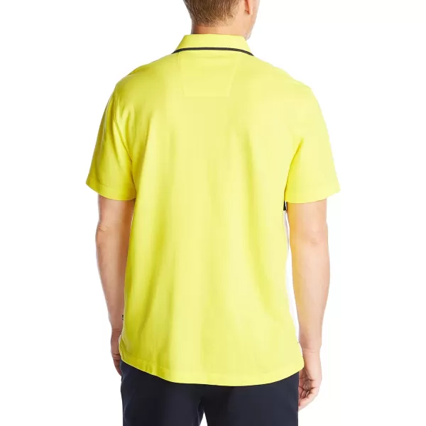 Nautica Mens Short Sleeve 100 Cotton Pique Color Block Polo ShirtBlazing Yellow