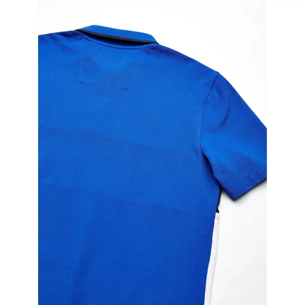 Nautica Mens Short Sleeve 100 Cotton Pique Color Block Polo ShirtBright Cobalt