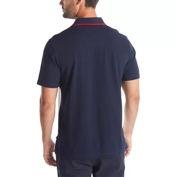 Nautica Mens Short Sleeve 100 Cotton Pique Color Block Polo ShirtNavy