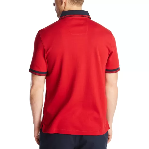 Nautica Mens Short Sleeve 100 Cotton Tipped Polo ShirtNautica Red