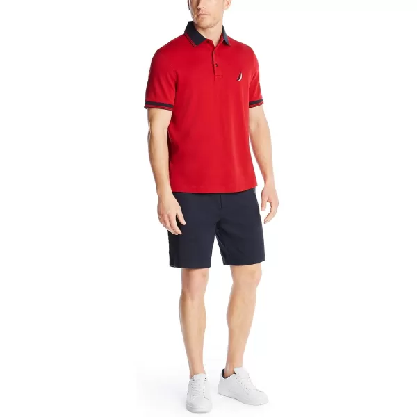 Nautica Mens Short Sleeve 100 Cotton Tipped Polo ShirtNautica Red