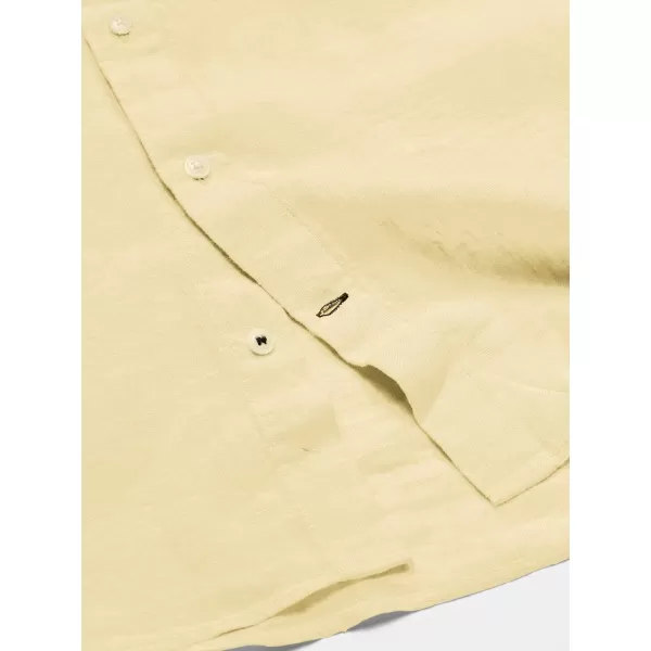 Nautica Mens Short Sleeve Classic Fit Solid Linen Button Down ShirtFrench Vanilla