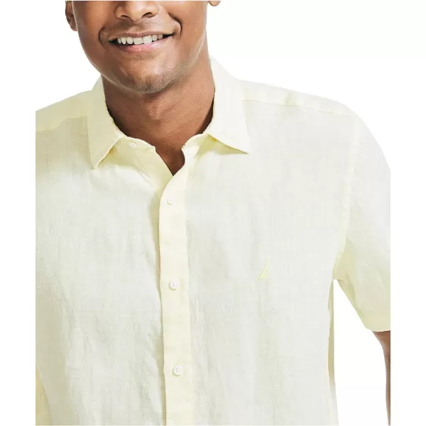 Nautica Mens Short Sleeve Classic Fit Solid Linen Button Down ShirtSunshine