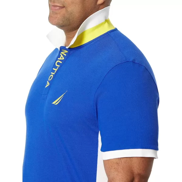 Nautica Mens Short Sleeve Color Block Performance Pique Polo ShirtBright Cobalt