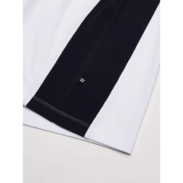 Nautica Mens Short Sleeve Color Block Performance Pique Polo ShirtBright White