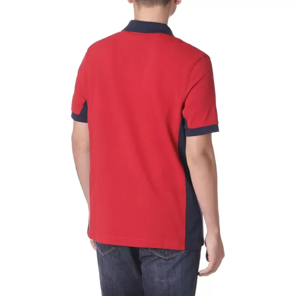 Nautica Mens Short Sleeve Color Block Performance Pique Polo ShirtNautica Red