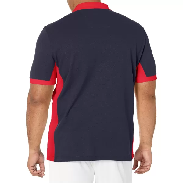 Nautica Mens Short Sleeve Color Block Performance Pique Polo ShirtNavy