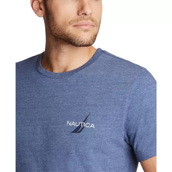 Nautica Mens Short Sleeve Logo Series Graphic TeeBlue Indigo Heather